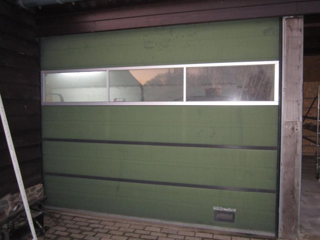 Crawford sectionaaldeur 3250 B x 2700 H., Doe-het-zelf en Verbouw, Deuren en Horren, Ophalen, Gebruikt, Garagedeur, Glas