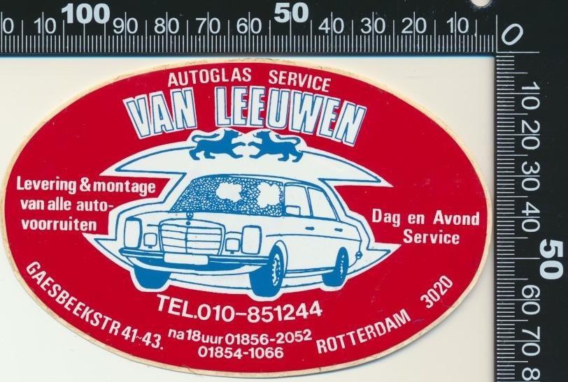 Sticker: Autoglas Service Van Leeuwen - Rotterdam, Ophalen of Verzenden, Zo goed als nieuw, Bedrijf of Vereniging