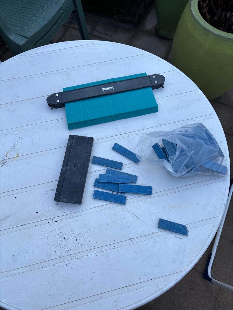 Laminaat/PVC Legset: Aftekenhulp, Aanslagblokje., Ophalen, Gebruikt