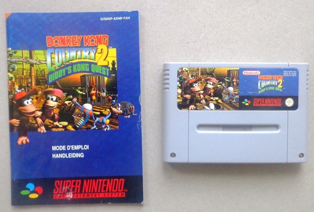 Donkey Kong Country 2 Diddys Kong Quest SNES + handleiding, Gebruikt, 2 spelers, Ophalen of Verzenden, Vanaf 3 jaar