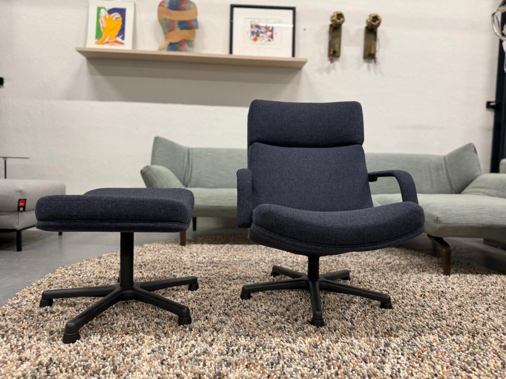 Nieuw Artifort F141 Fauteuil met Poef Blauw stof Design, Huis en Inrichting, Fauteuils, Nieuw, 75 tot 100 cm, Stof, Artifort