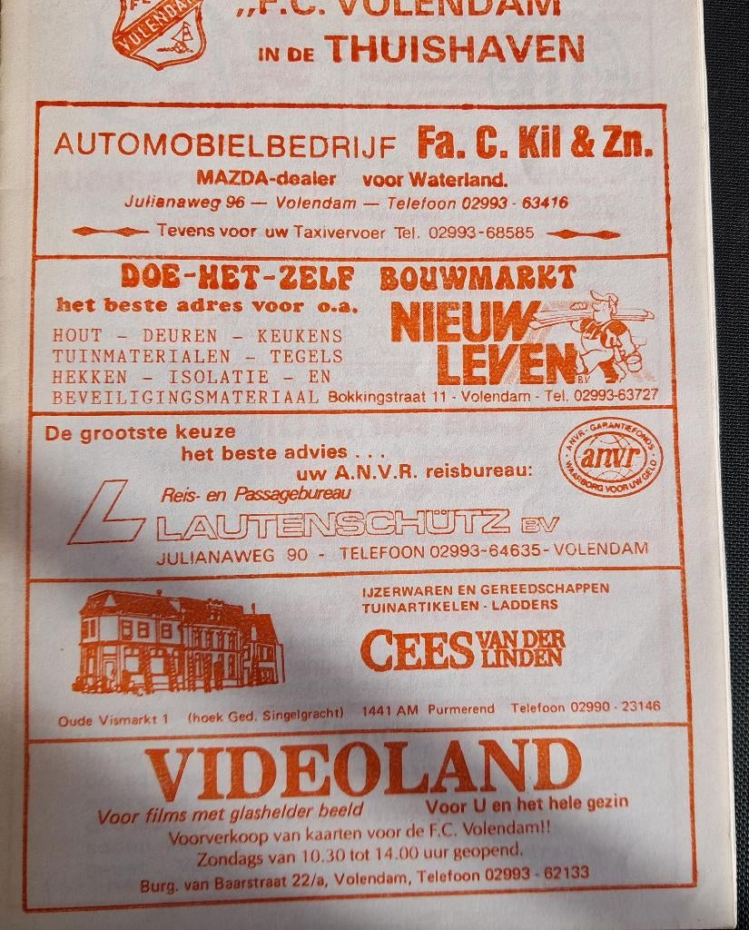 FC Volendam - Sparta 1987/1988, Ophalen of Verzenden, Zo goed als nieuw, Overige binnenlandse clubs, Boek of Tijdschrift