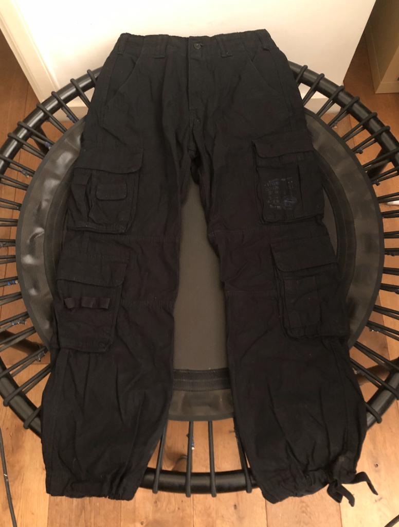 Brandit Pure Vintage Urban s small zwart cargobroek, Zwart, Ophalen of Verzenden, Zo goed als nieuw, Maat 36 (S)