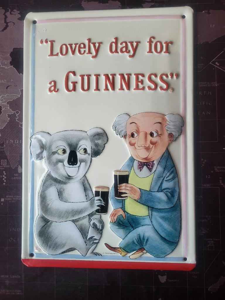 GUINNESS BEER - 256 - GUINNESS  &  KOALA// WERELDWIJD !, Verzamelen, Biermerken, Ophalen, Zo goed als nieuw, Reclamebord, Plaat of Schild