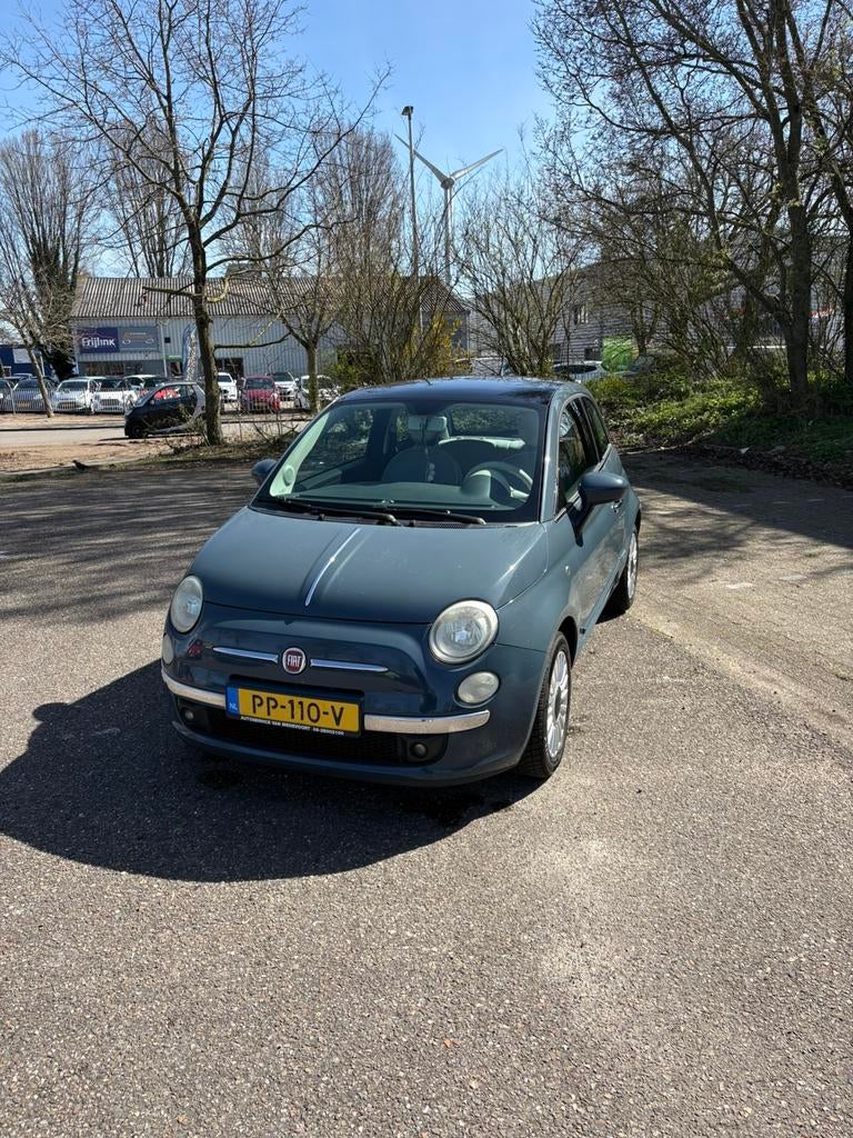 Fiat 500 1.2 2008 Blauw | panorama dak | apk 11-12-2026, Auto's, Voorwielaandrijving, Stof, 1242 cc, 4 cilinders