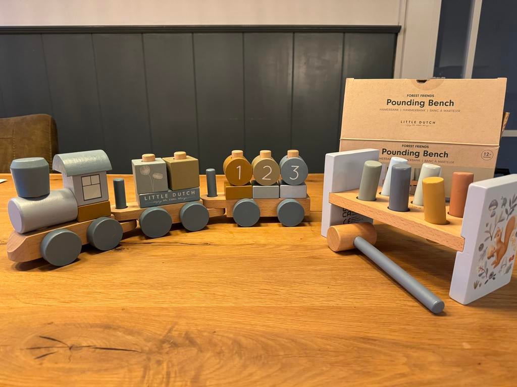 Little Dutch houten blokkentrein en hamerbank, Ophalen of Verzenden, Zo goed als nieuw