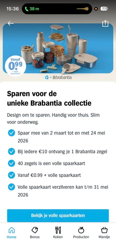 Brabantia wie helpt met sparen, Ophalen of Verzenden, Winkel, Super of Benzinepomp, Zegels, Bonnen of Punten