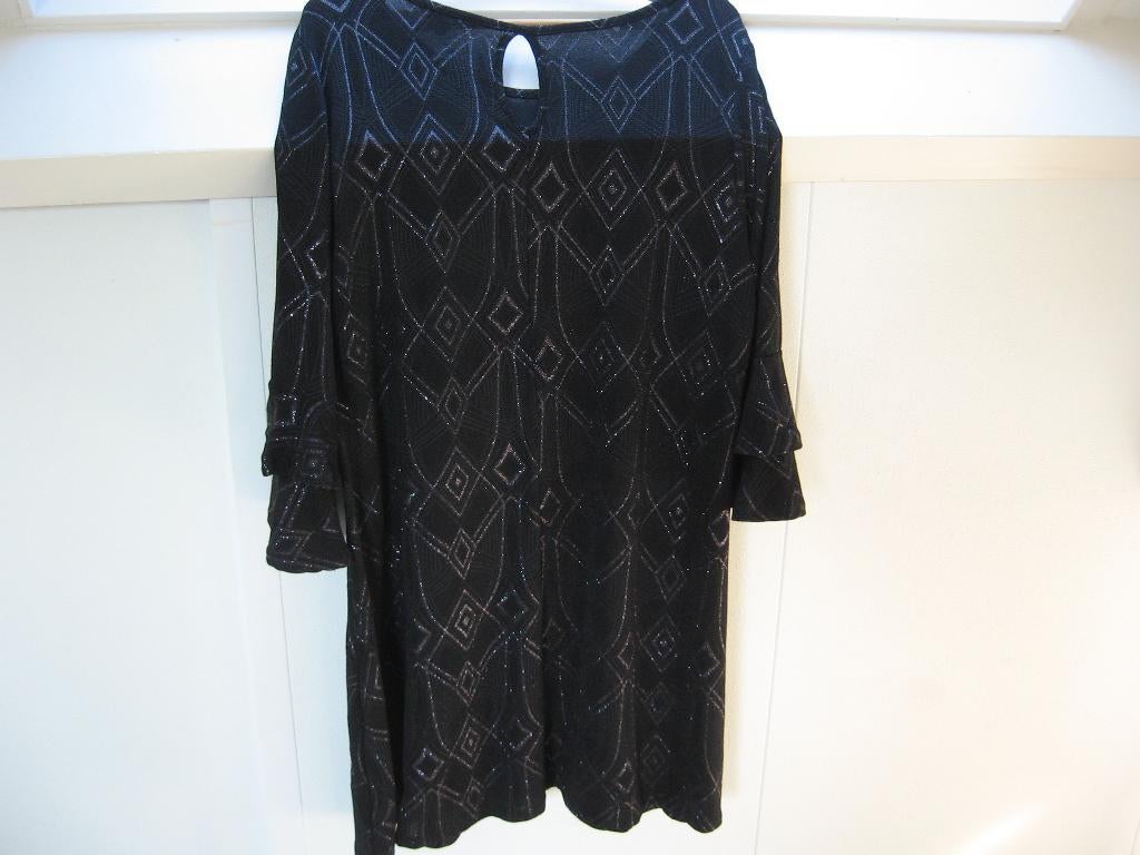 leuk set 48 glitterjurk m nep Leren jasje zwart samen  €25,-, Ophalen of Verzenden, Zo goed als nieuw, Zwart, Jasje of Colbert