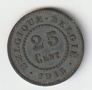 25  cent  1915   België. km. 82, Postzegels en Munten, Ophalen of Verzenden, België, Losse munt