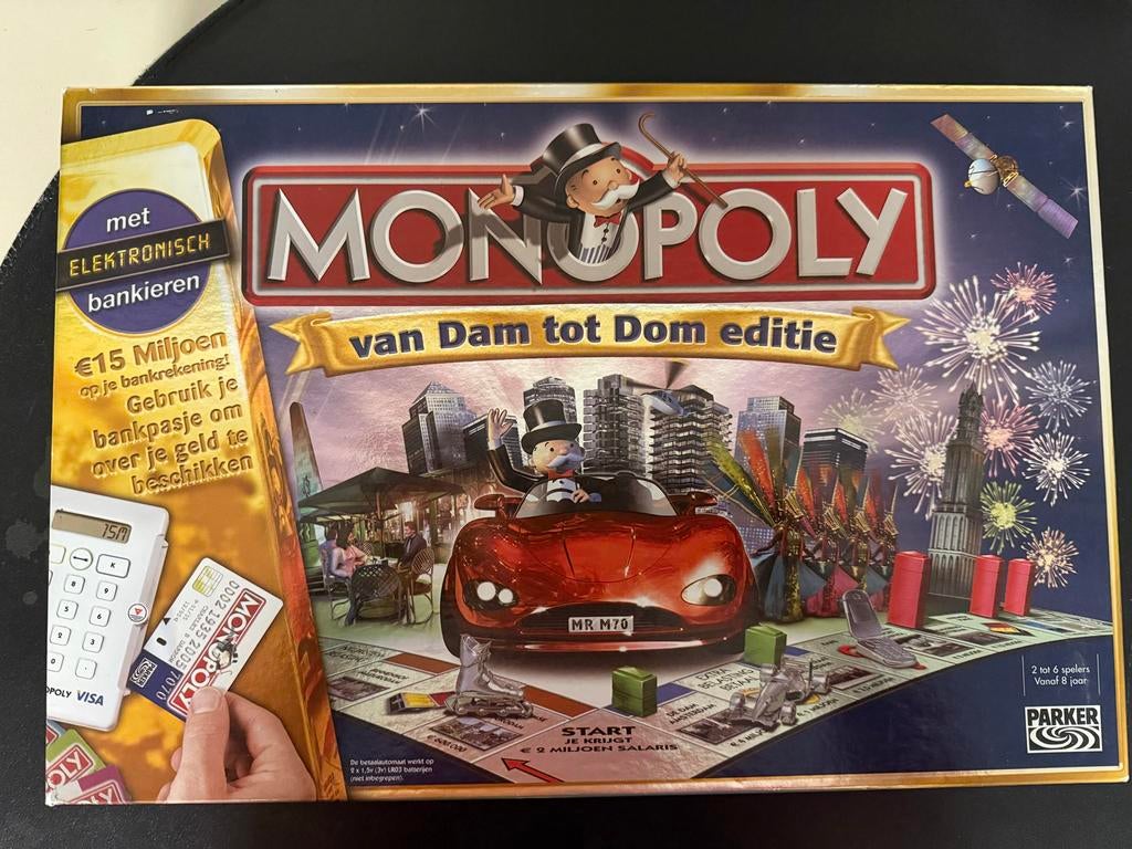 Monopoly van Dam tot Dom editie - Elektronisch Bankieren, Drie of vier spelers, Ophalen, Zo goed als nieuw