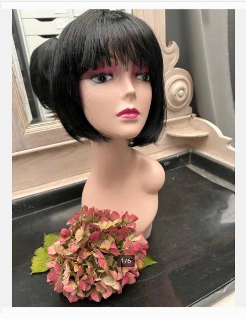 Mannequin Hoofd met Pruik nieuw beide - Zwart Bob Kapsel, Ophalen of Verzenden