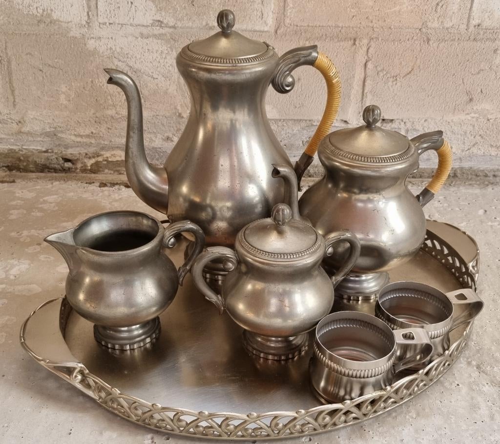 Tinnen theeservies Royal Holland Pewter. Daalderop uit Tiel, Antiek en Kunst, Ophalen of Verzenden