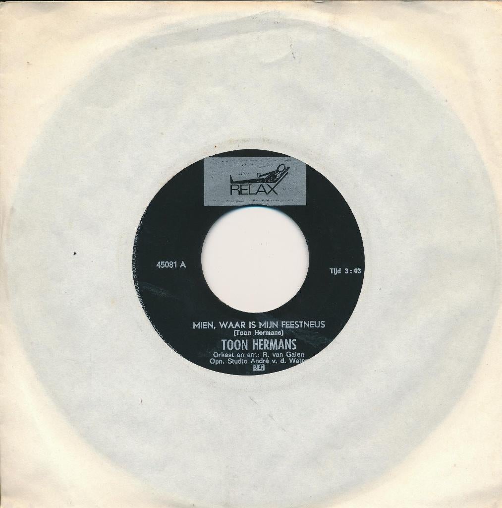 2335 Toon Hermans - Mien, waar is mijn feestneus (1968), Gebruikt, 7 inch, Single, Ophalen of Verzenden