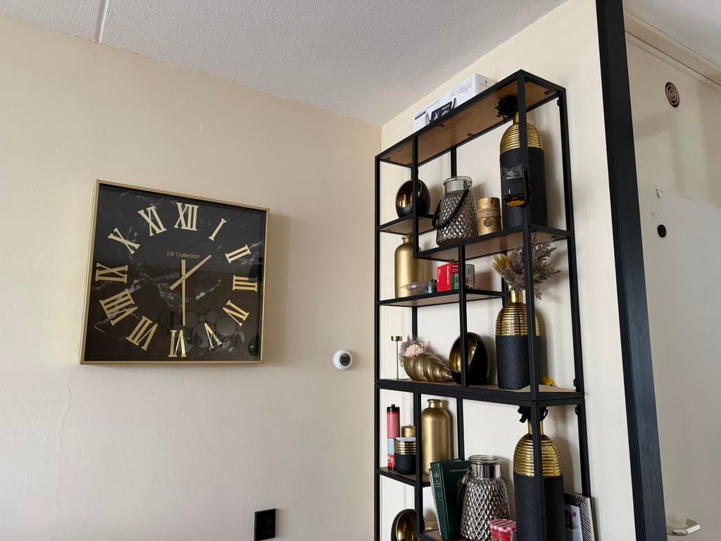 Klok LW collecction goud/zwart/marmer, Ophalen, Minder dan 50 cm, Rond, Zo goed als nieuw