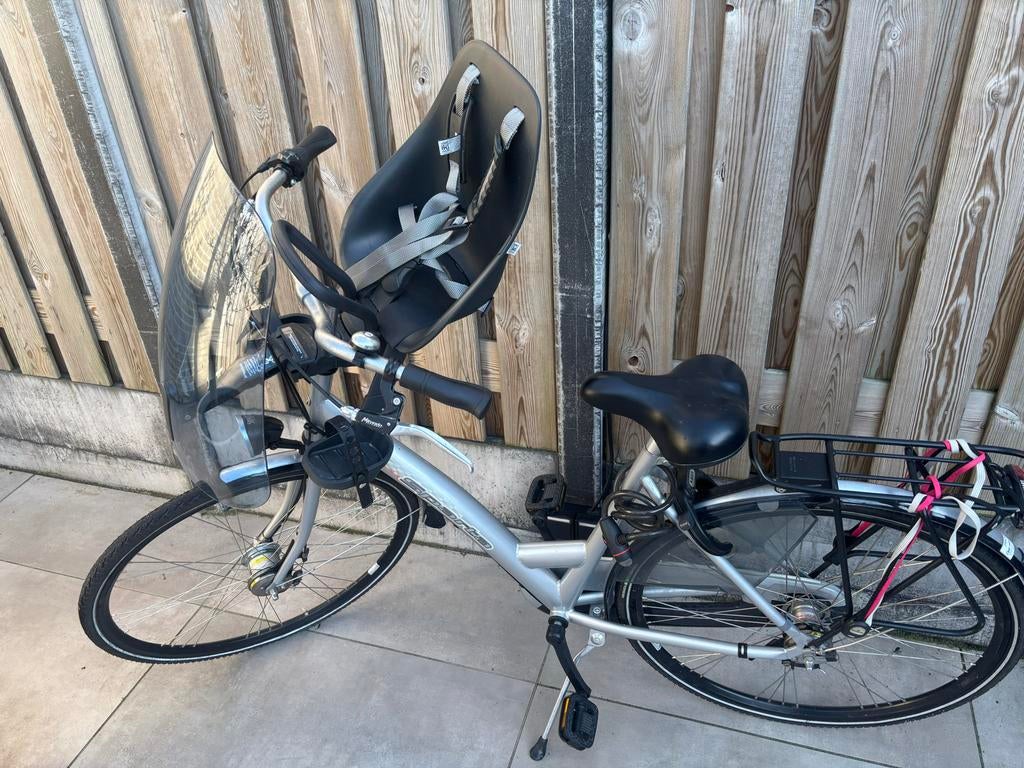 Sparta Plato damesfiets met kinderzitje en 3 versn., Fietsen en Brommers, Fietsen | Dames | Damesfietsen, Gebruikt, Sparta, Versnellingen