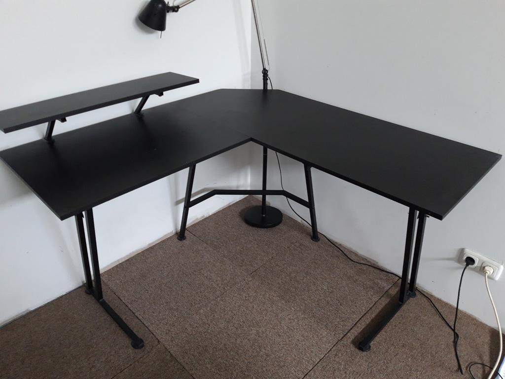 Zwarte bureau L vorm in goede staat, Huis en Inrichting, Bureaus, Ophalen of Verzenden