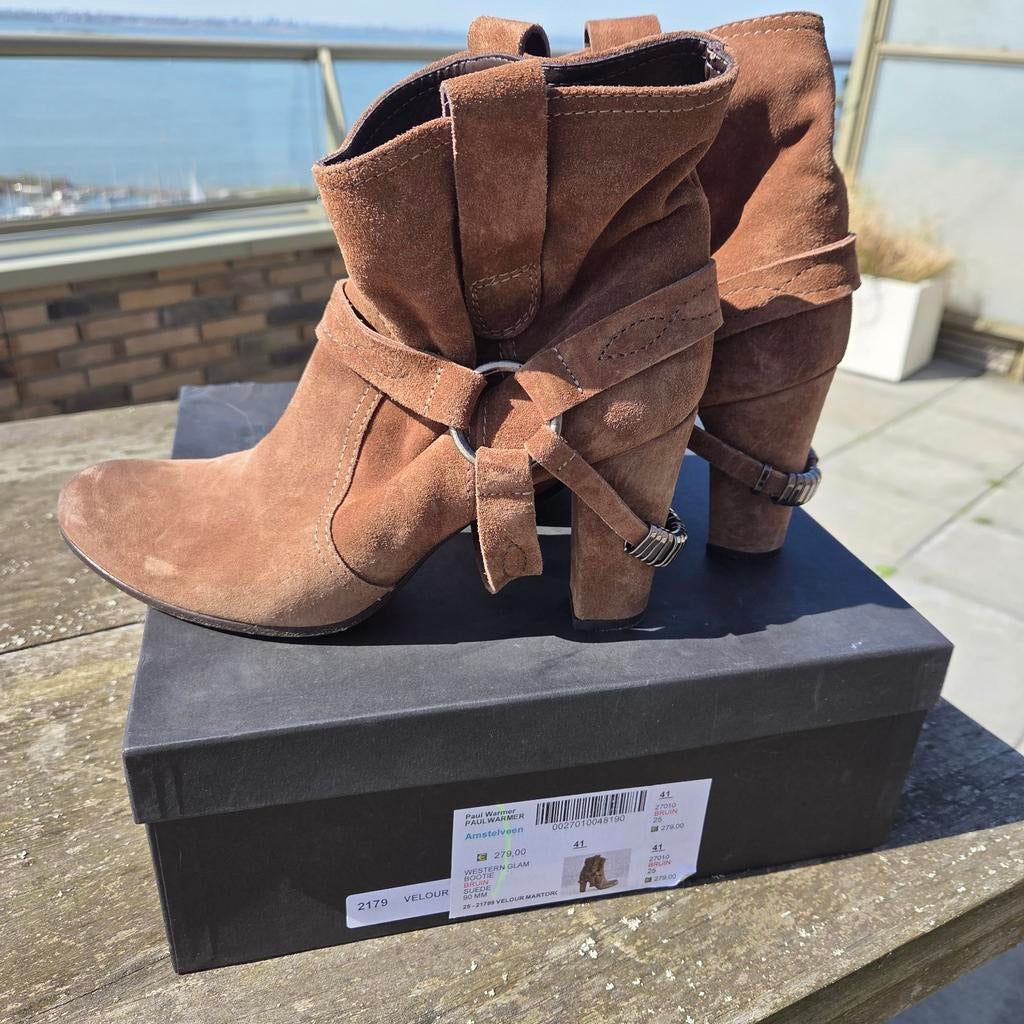 Bruine western bootjes laarzen maat 41, Bruin, Lage of Enkellaarzen, Ophalen of Verzenden, Zo goed als nieuw