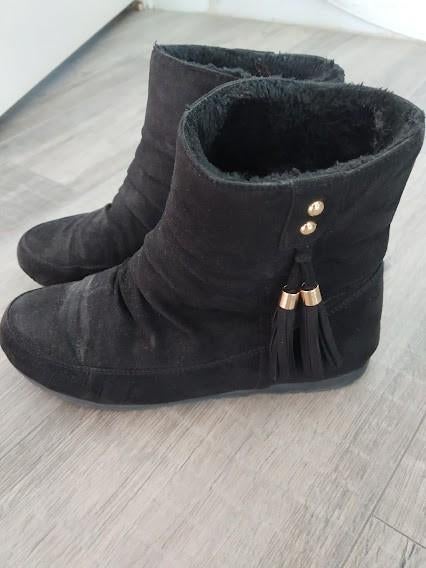 Primark zwarte stoffen dames laarsjes met kwastjes motief, Zwart, Lage of Enkellaarzen, Gedragen, Verzenden