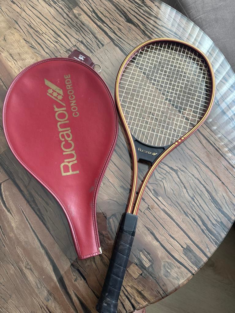 Vintage Rucanor Concorde houten tennisracket met hoes, Ophalen, Gebruikt, Racket, Overige merken