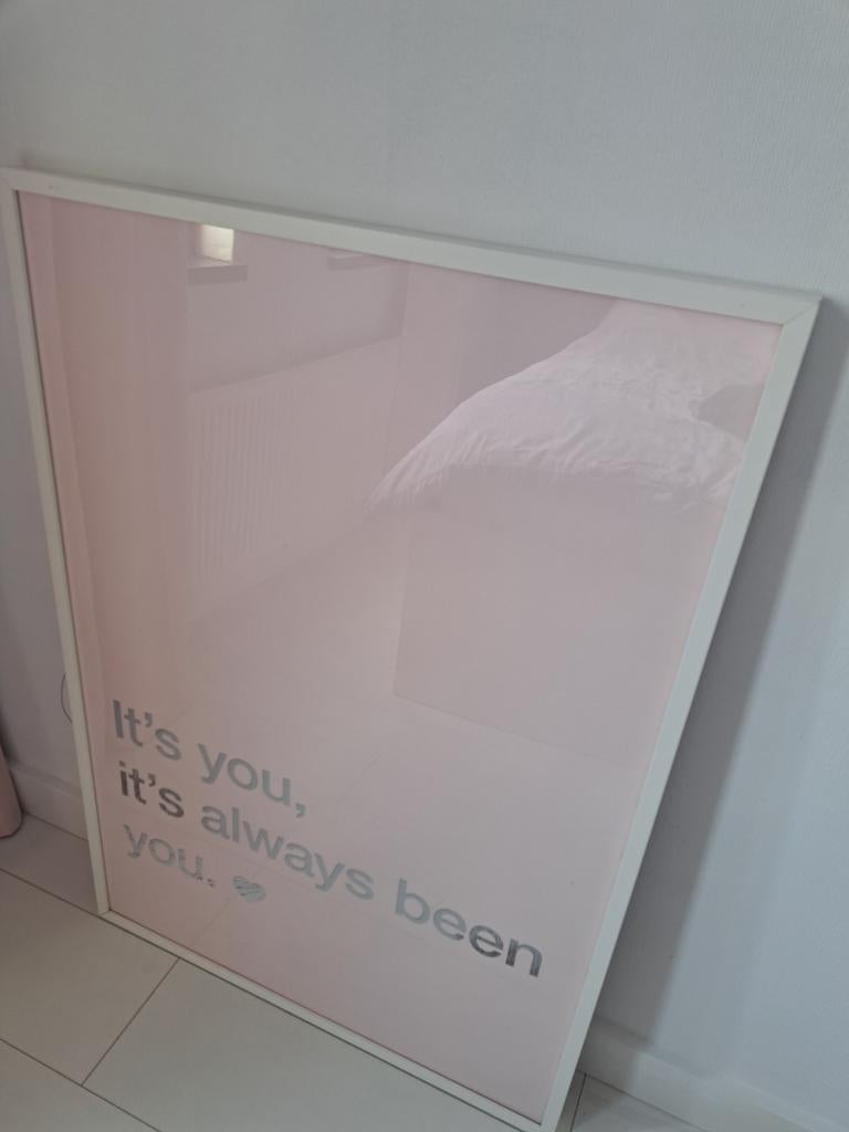 Poster Zilverblauw lichtroze, Overige materialen, Gebruikt, Ophalen of Verzenden, 75 cm of meer