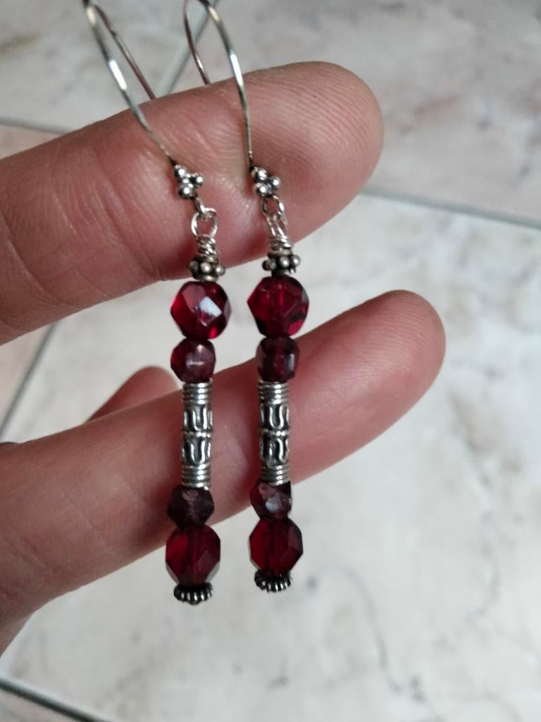 Granaat balikralen oorbellen, Hangers, Verzenden, Nieuw, Rood