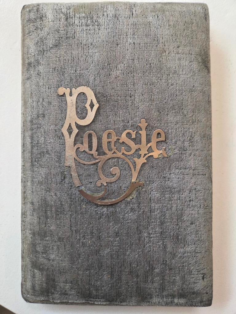 Antiek Poëziealbum 1891 met Plaatjes - Fluweel, Verzamelen, Ophalen of Verzenden