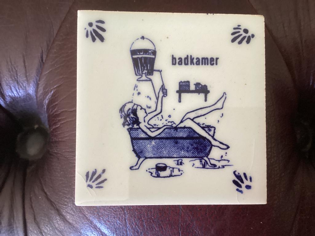 Badkamer tafereel  tegel / 7.5 cm delfts blauw, Ophalen of Verzenden