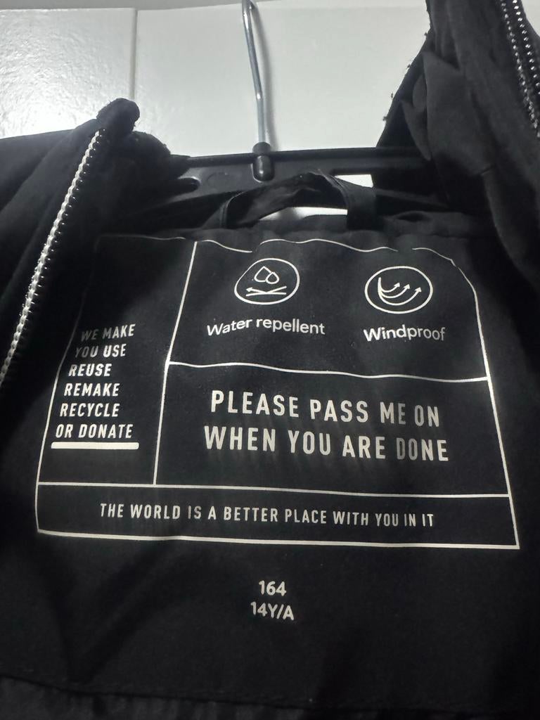 Lange lente jas met capuchon van H&M mt S, Ophalen of Verzenden, Zo goed als nieuw, Zwart