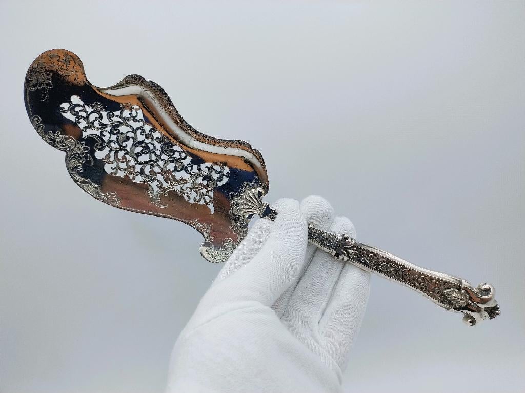 Zilveren visschep, J. van Wijk Jzn, Amsterdam, 1852, Antiek en Kunst, Antiek | Bestek, Verzenden