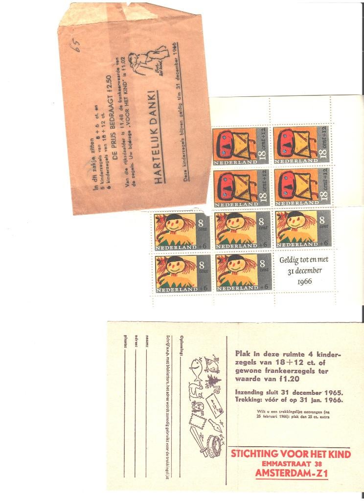 kinderpostzegels met enveloppe vanaf 1967 - omschrijving, Ophalen of Verzenden, Na 1940, Postfris