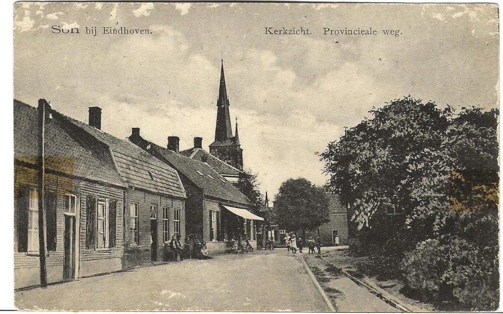 SON  KERKZICHT TRAMRAILS WONINGEN KERK MILITAIR Bijnen 490, Verzenden, Voor 1920, Gelopen, Noord-Brabant