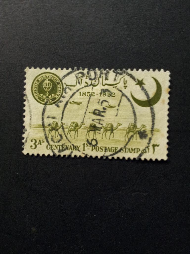 Pakistan Scinde Dawk 100j postzegel '52 voorloper gestempel, Ophalen of Verzenden, Gestempeld, Zuid-Azië