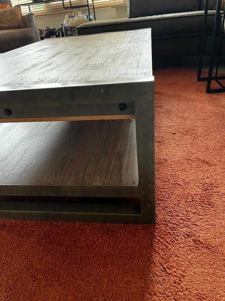 Salontafel Eiken Washed - Bommel Meubelen met Onderplank, Ophalen, 100 tot 150 cm, Eikenhout, 50 tot 100 cm