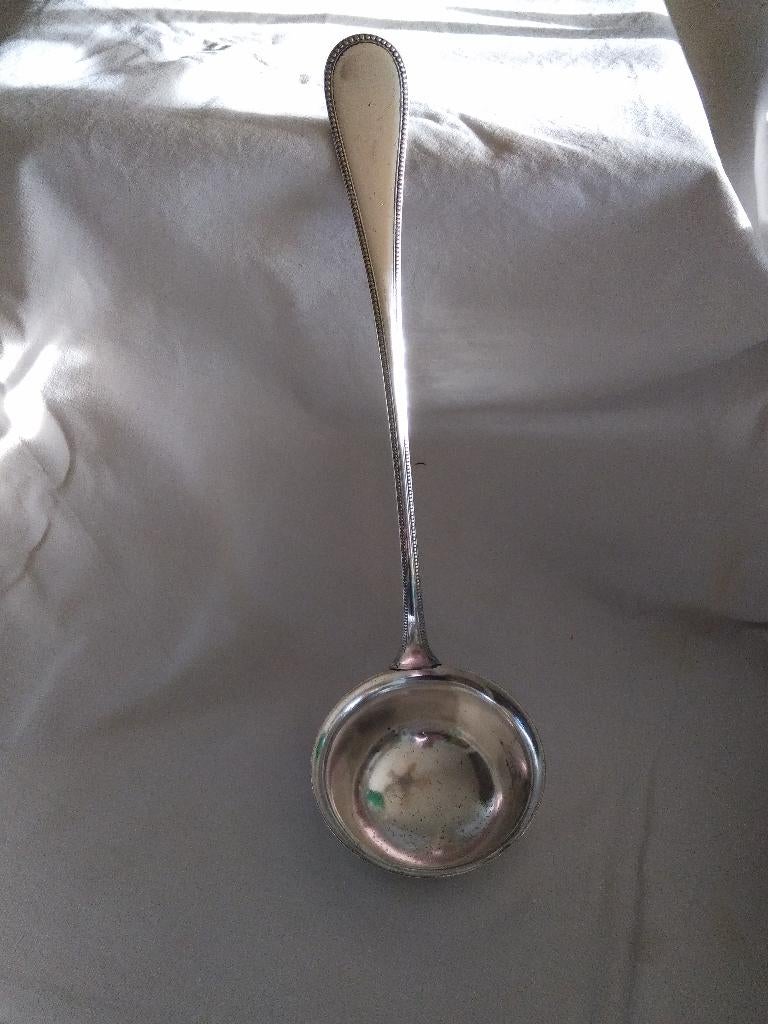 verzilverde SOEPLEPEL met parelrandje, 30 cm,  van WMF, Ophalen of Verzenden