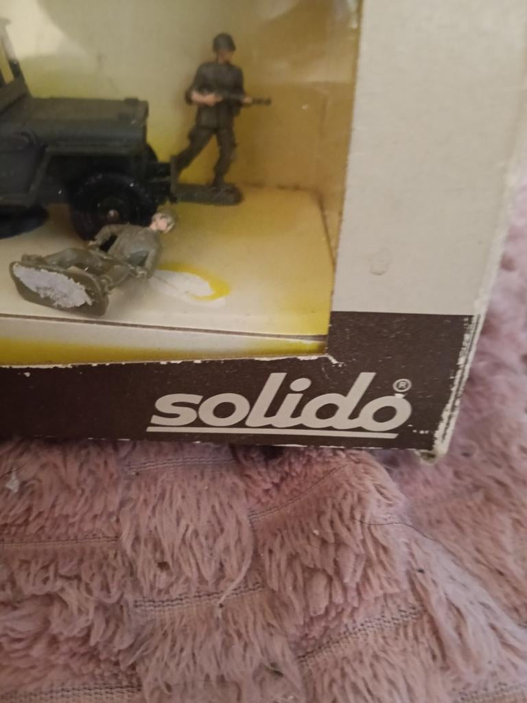 Solido Collection Militaire 1 Jeep met Aanhanger en Figuren, Overige merken, Gebruikt, 1:50 of kleiner, Auto