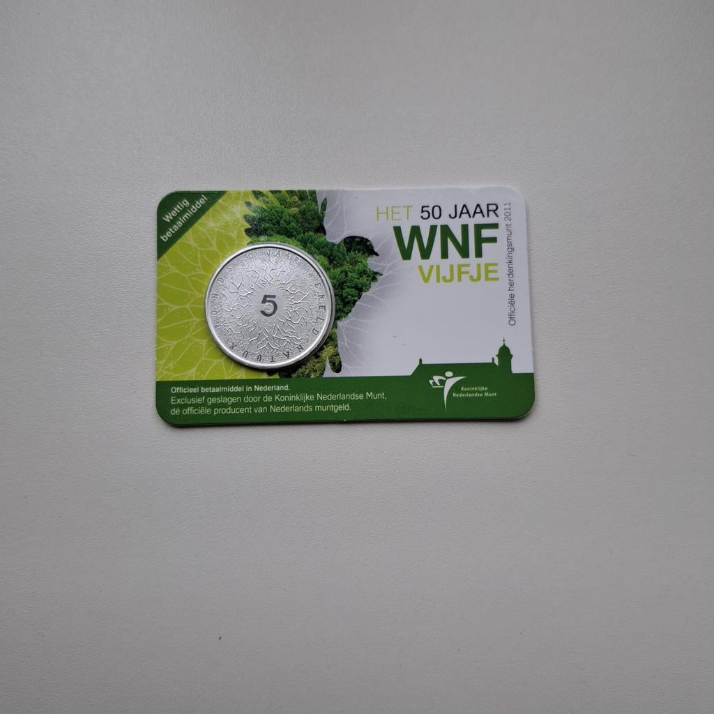 WNF Vijfje 2011 - 50 Jaar Wereld Natuur Fonds Coincard, Postzegels en Munten, Munten | Nederland, Ophalen of Verzenden, Koningin Beatrix