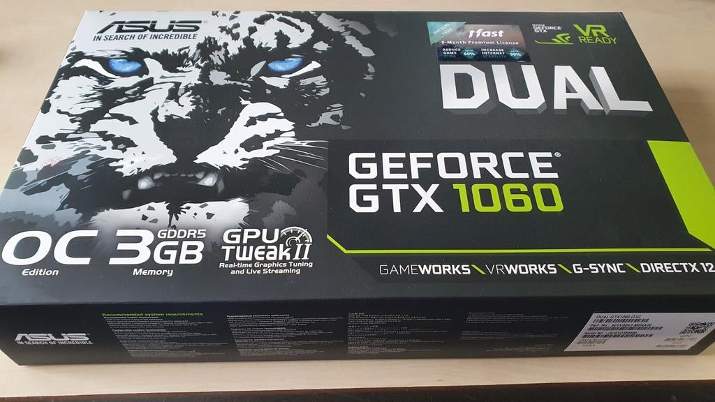 ASUS GeForce GTX 1060 Dual OC 3GB GDDR5 Videokaart, Computers en Software, Videokaarten, Ophalen, PCI-Express 3, Gebruikt, HDMI