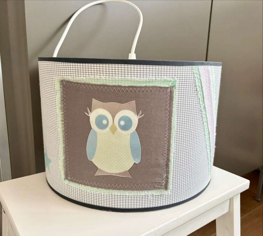 Hanglamp kinderkamer met uil en sterren - Ø 30 cm, Ophalen of Verzenden, Gebruikt, Stof, Minder dan 50 cm