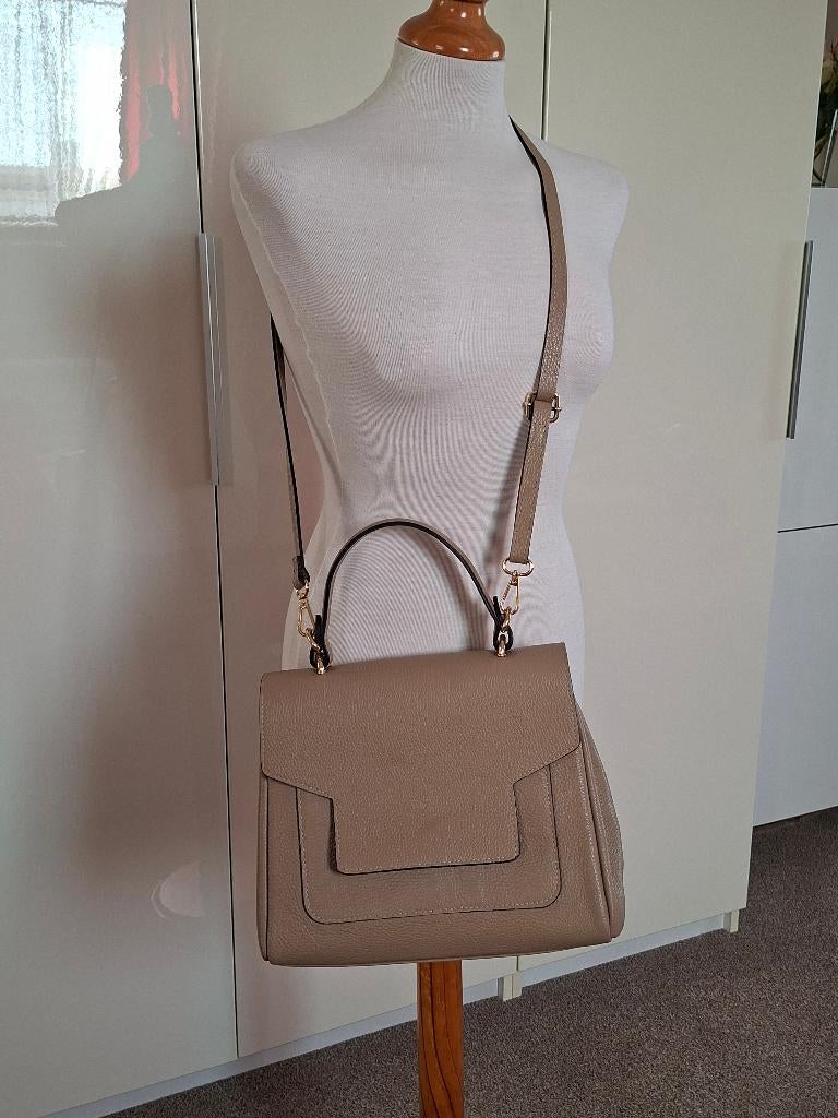 Echt Leer tas ( made in Italy ), Ophalen of Verzenden, Gebruikt, Beige, Schoudertasje
