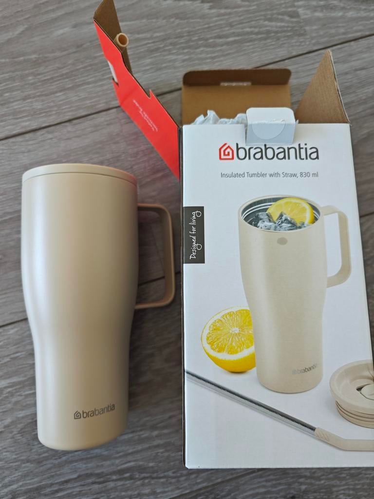 Nieuw Brabantia insulated Tumbler with straw 830ml, Ophalen of Verzenden, Nieuw, Overige materialen, Overige stijlen