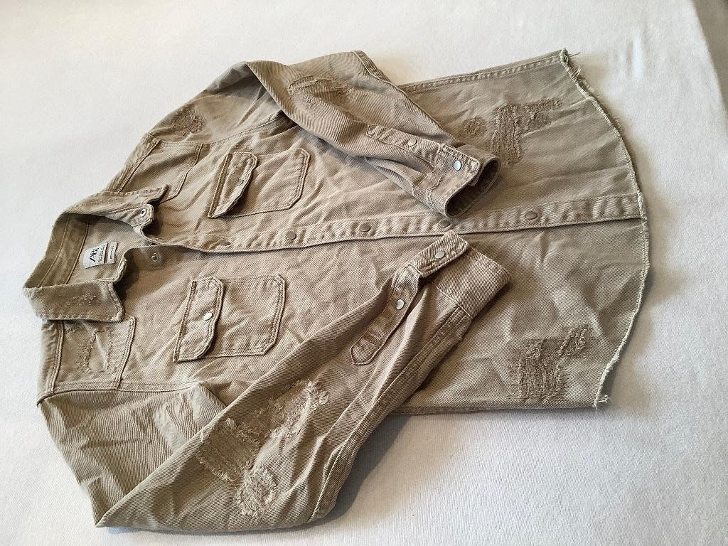 Mooi denim overhemd van het merk Zara, maat S, Zara, Halswijdte 38 (S) of kleiner, Beige, Ophalen of Verzenden