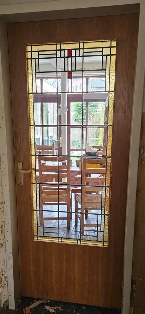 2x Binnendeur met glas-in-lood, Doe-het-zelf en Verbouw, Deuren en Horren, Ophalen, Gebruikt, Binnendeur, Glas