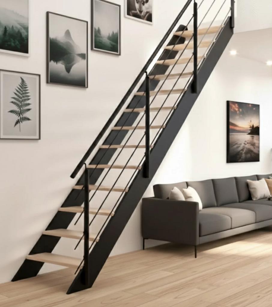 Houten trap in kit recht zwart, Doe-het-zelf en Verbouw, Ladders en Trappen, Ophalen, Gebruikt, Minder dan 2 meter