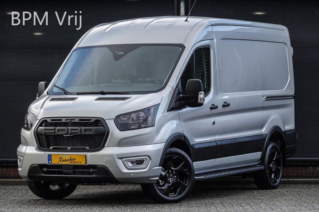 Ford Transit L2H2 | 165Pk A8 Aut. | Raptor Edition | 2x Schu, 12 maanden, Stof, Zwart, 4 cilinders