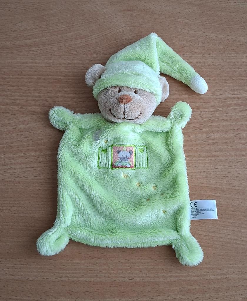 Knuffeldoekje, Knuffel van Nicotoy, Beer Bruin Groen, Groen, Beer, Ophalen of Verzenden, Zo goed als nieuw
