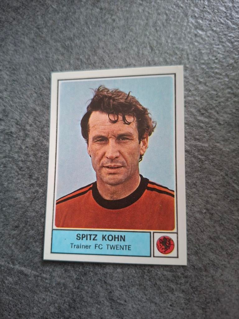 Panini sticker Voetbal 78. Trainer Spitz Kohn FC Twente., Verzenden, Zo goed als nieuw, Sticker