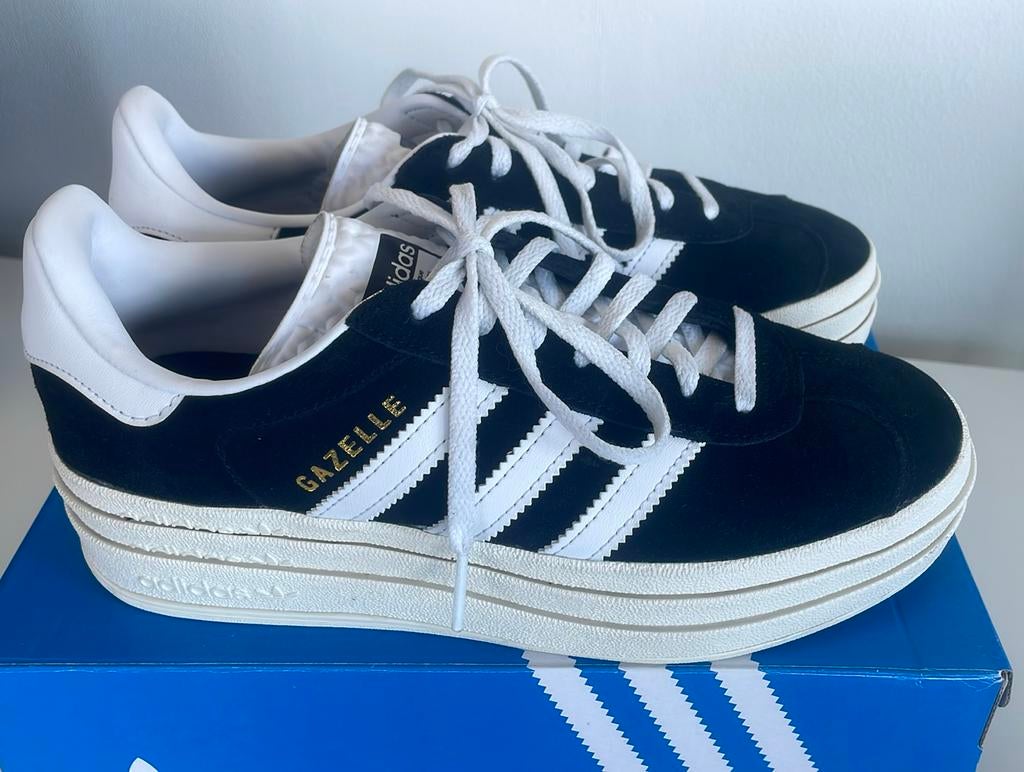 Adidas sneakers Originals Gazelle 38 leer Bold zwart/wit, Kleding | Dames, Schoenen, Ophalen of Verzenden, Zo goed als nieuw, Wit