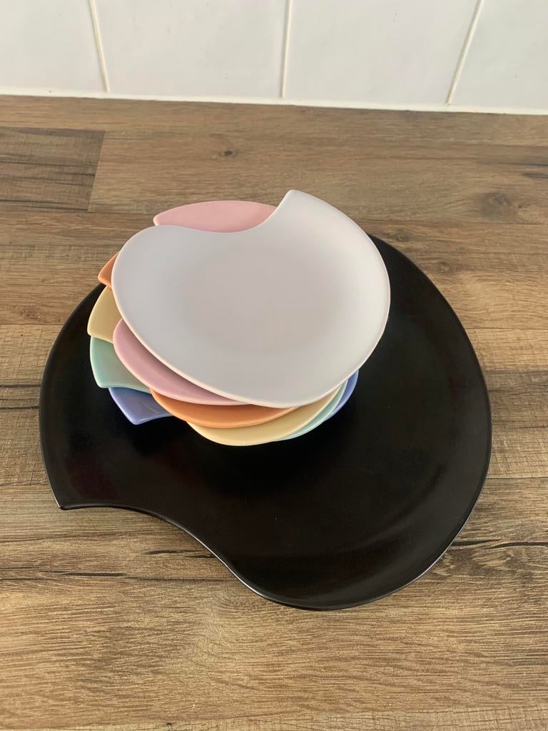 Vintage Pastel Plateel Huizen ,Retro, Ophalen of Verzenden