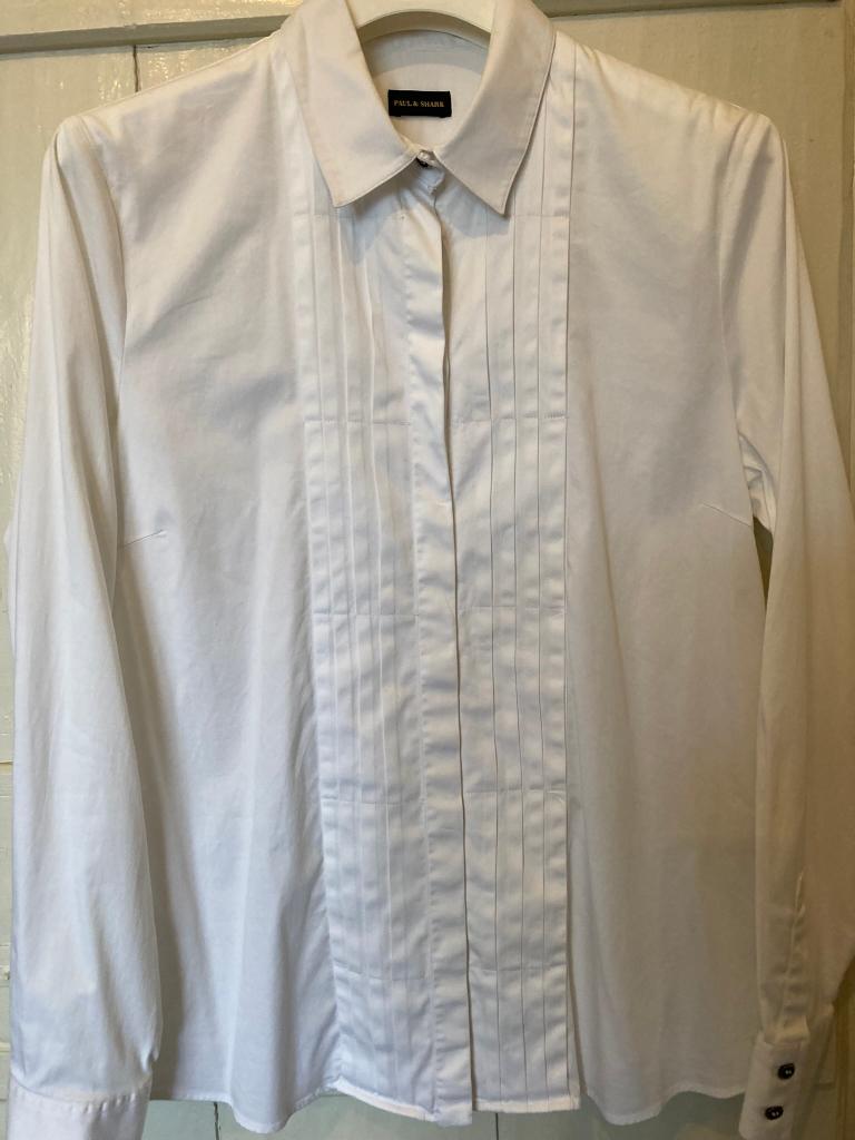 PAUL&SHARK wit katoenen blouse plissé front 42, Wit, Maat 42/44 (L), PAUL&SHARK, Ophalen of Verzenden