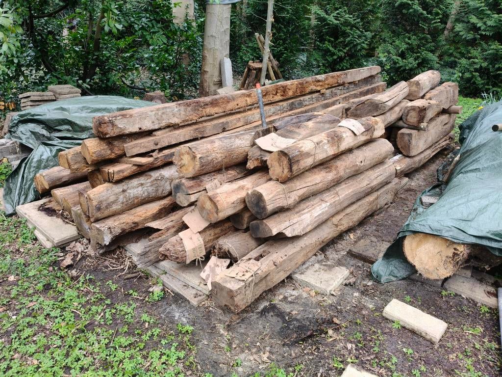 Balken, gebinten, spanten van oude boerderij. Totaal 106m., Ophalen, Gebruikt, Overige typen, Overige houtsoorten